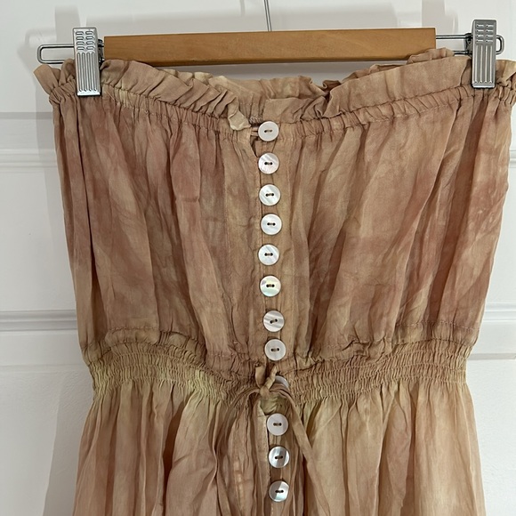TIERA HAWAII - handmade rayon maxi dress tie dye tan one size (see measurements) - Picture 2 of 10